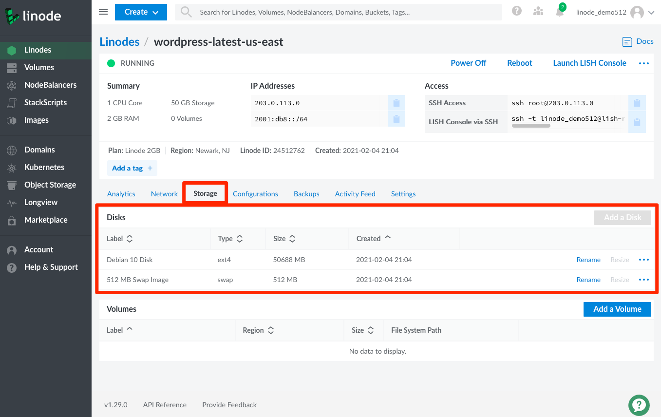 Location of Cloud Manager Disks