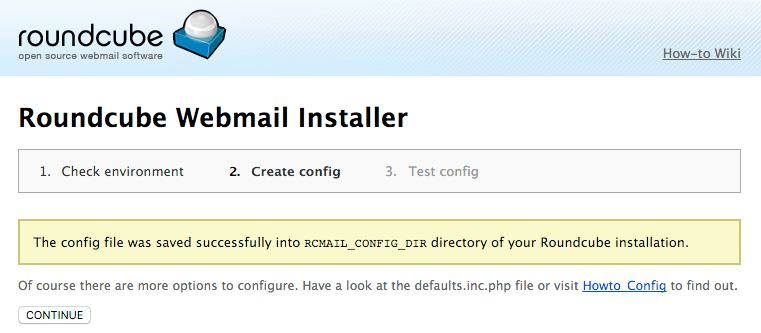 Roundcube configuration saved successfully