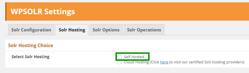 WPSolr Hosting tab